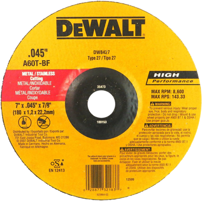  DISCO CORTE DE METAL DE 7X1/16X7/8 DEWALT 